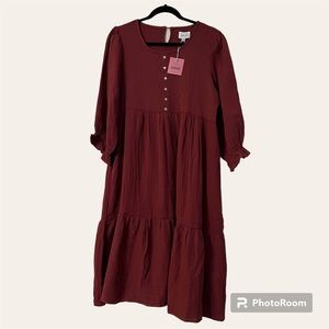 MCO, Medium, Burnt Red Sandra Midi Dress, NWT